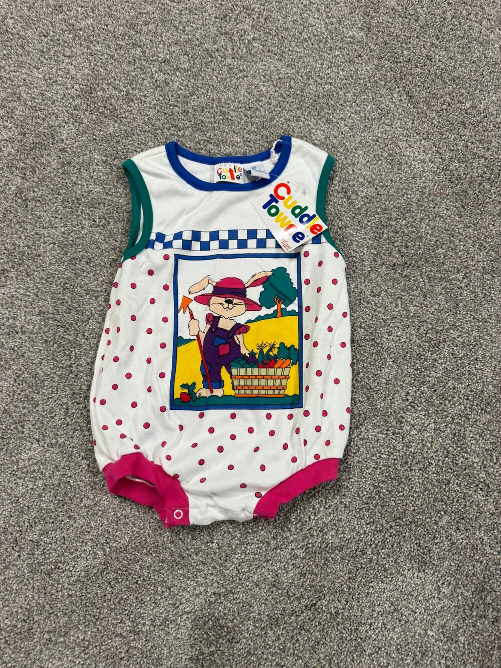 Vintage Cuddle Towne Polka Dot Bunny Romper
